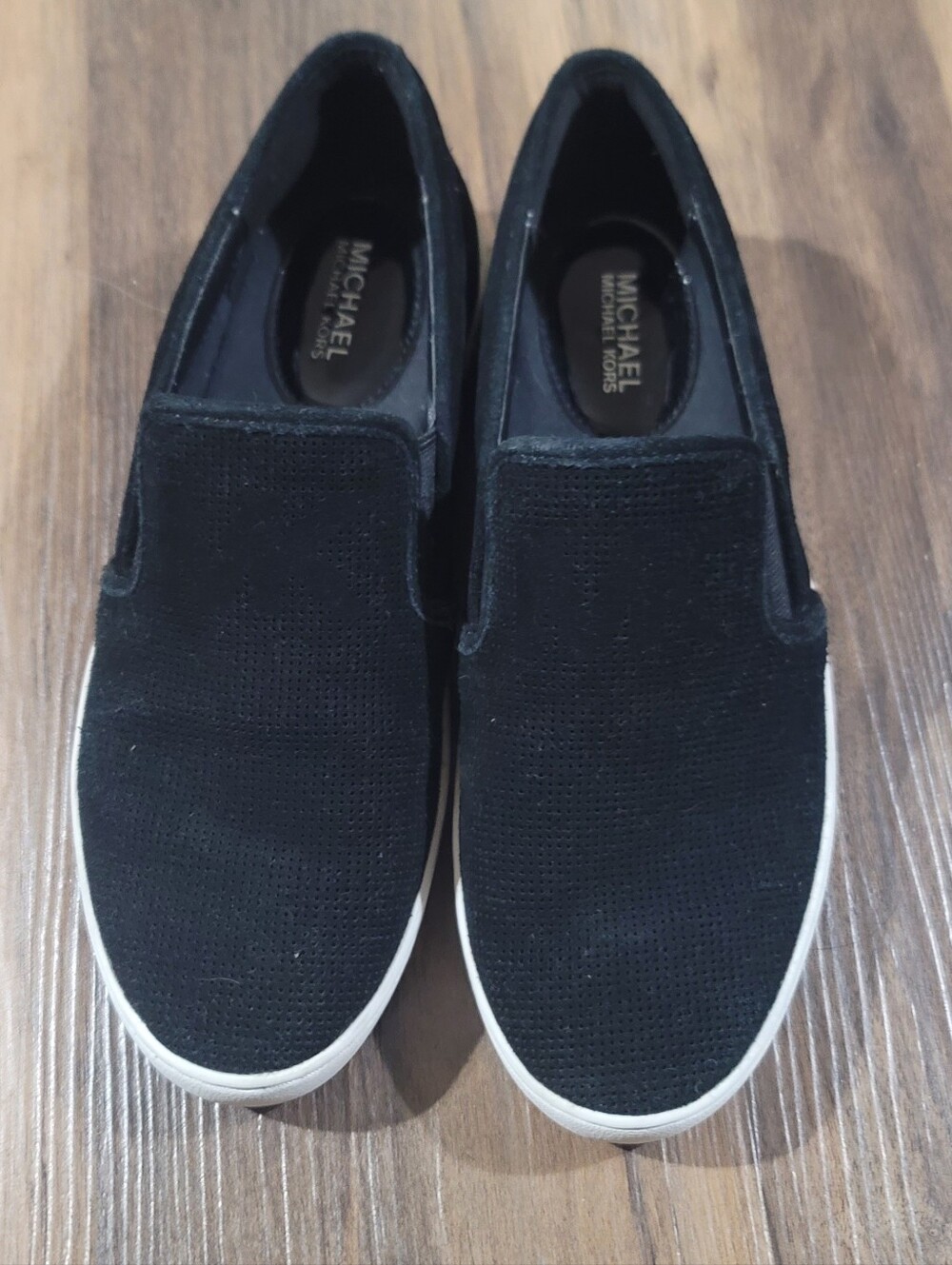 MICHAEL Michael Kors Black Slip-On Canvas Sneakers with White Sole